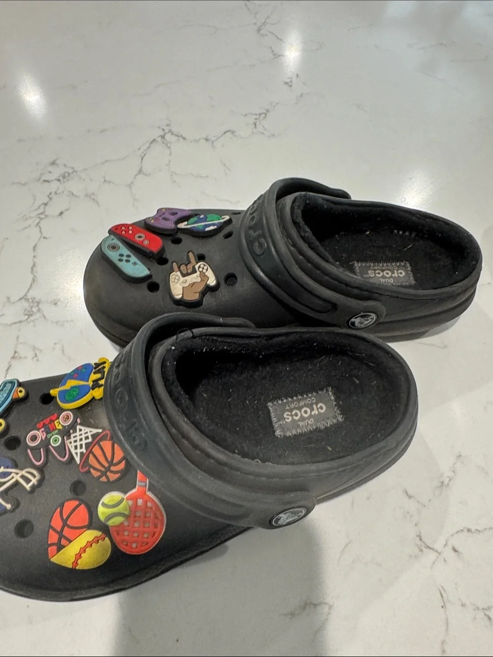 CROCS J1 Black Kids' Classic Clogs with Colorful Game & Sports Jibbitz